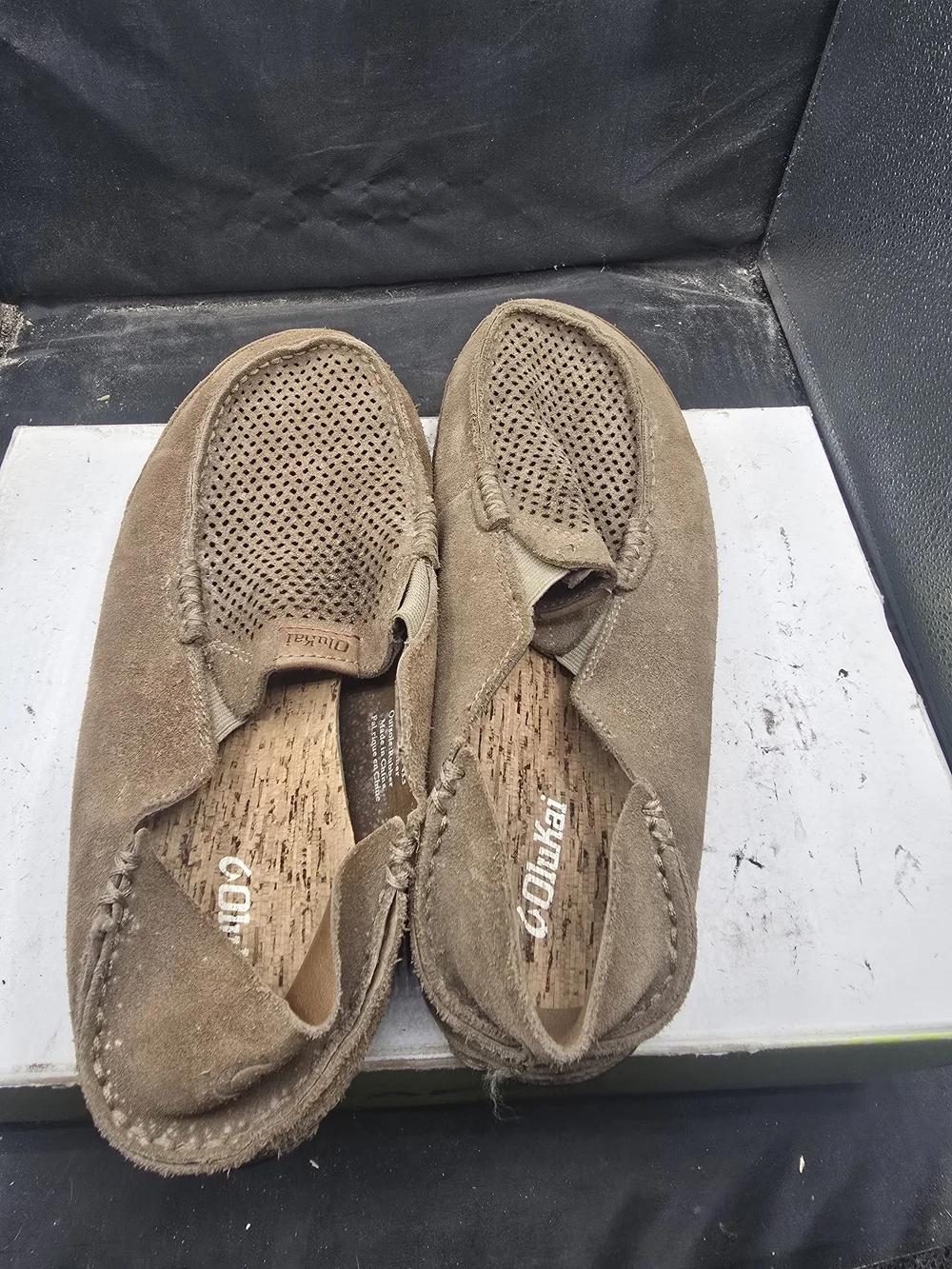 Olukai Men’s Brown Suede Slip-On Loafers